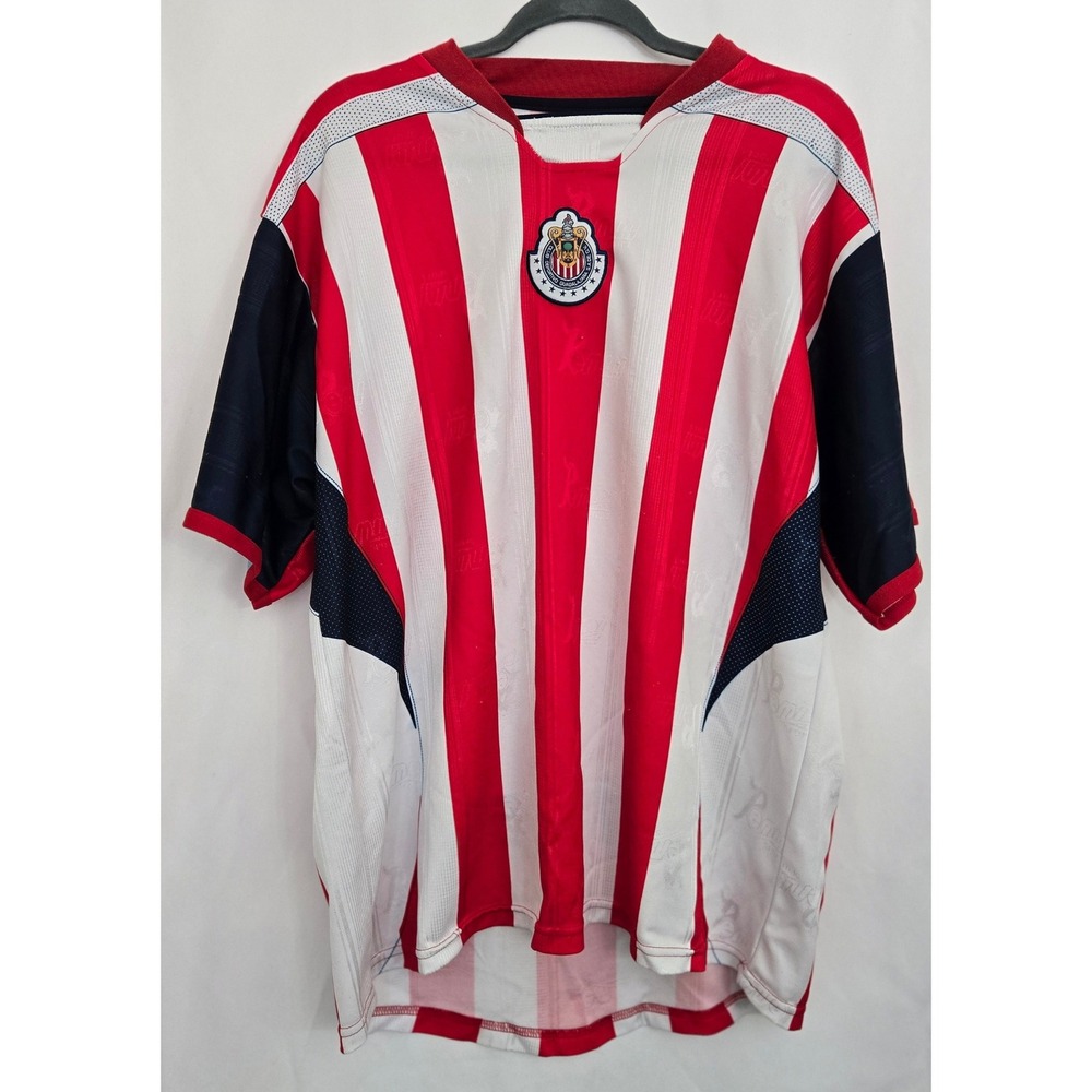 VINTAGE Chivas‎ Guadalajara XL Soccer Jersey Futbol Shirt Red White Mexico Made